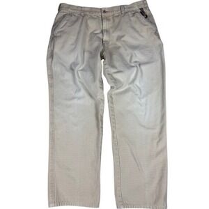 Orvis Mens 40 Canvas Work Pants  Straight Leg Cotton Utility D-Ring Khaki Rugged